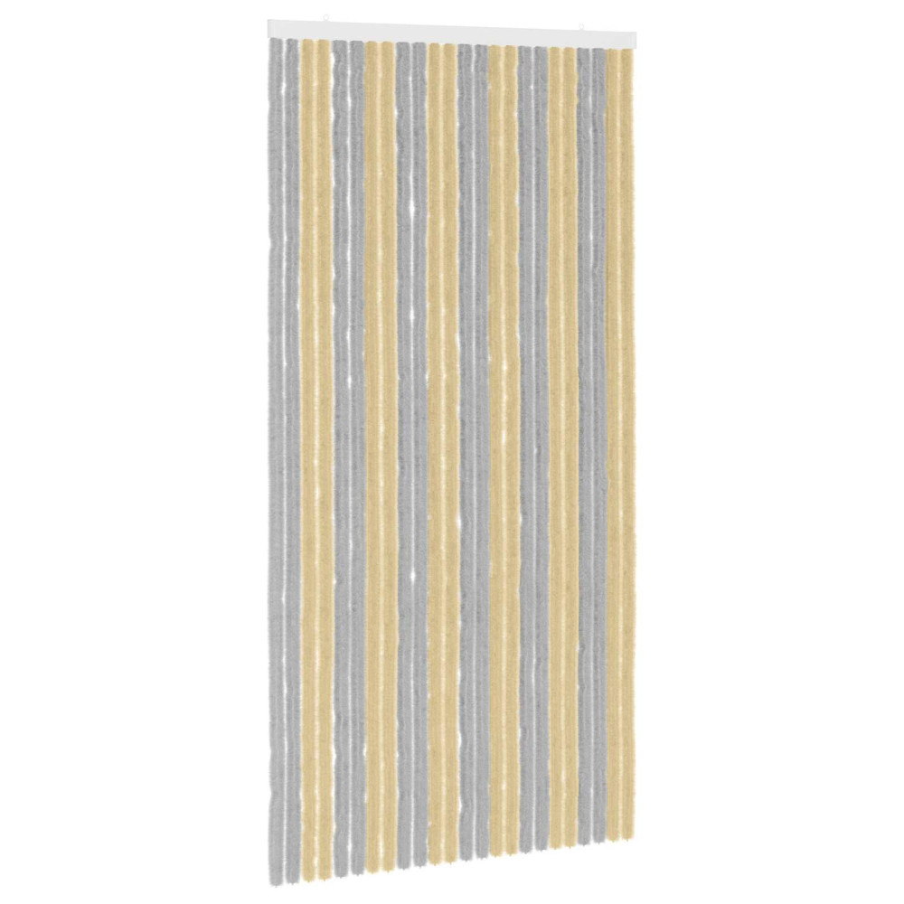 Produktbild för Insektsgardin Chenille Grå och Beige 100 x 200 cm 100% PP