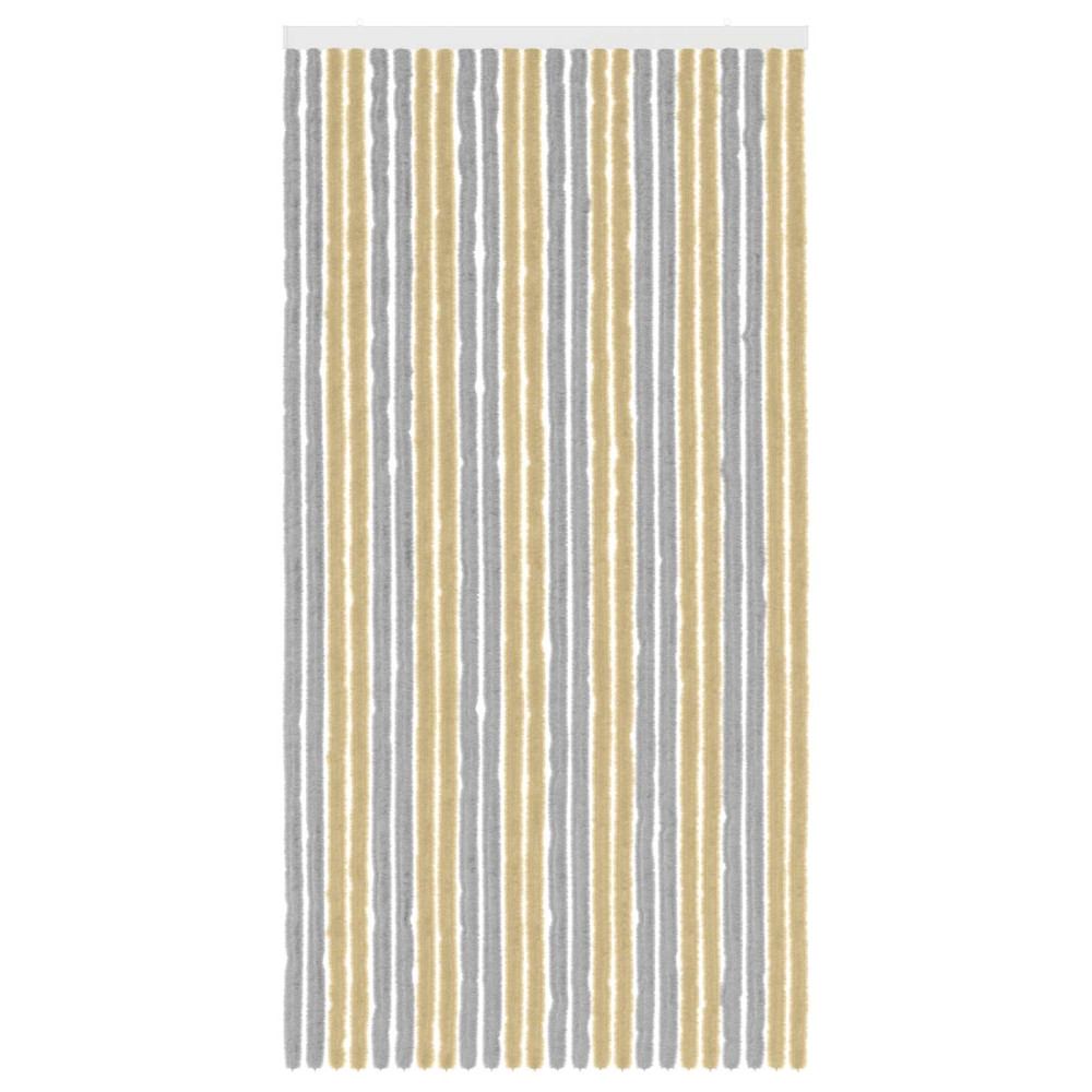 Produktbild för Insektsgardin Chenille Grå och Beige 100 x 200 cm 100% PP