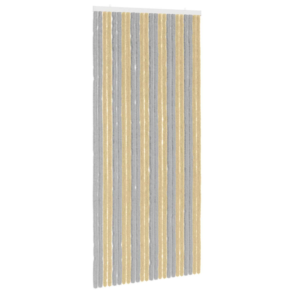 Produktbild för Insektsgardin Chenille Grå och Beige 100 x 220 cm 100% PP