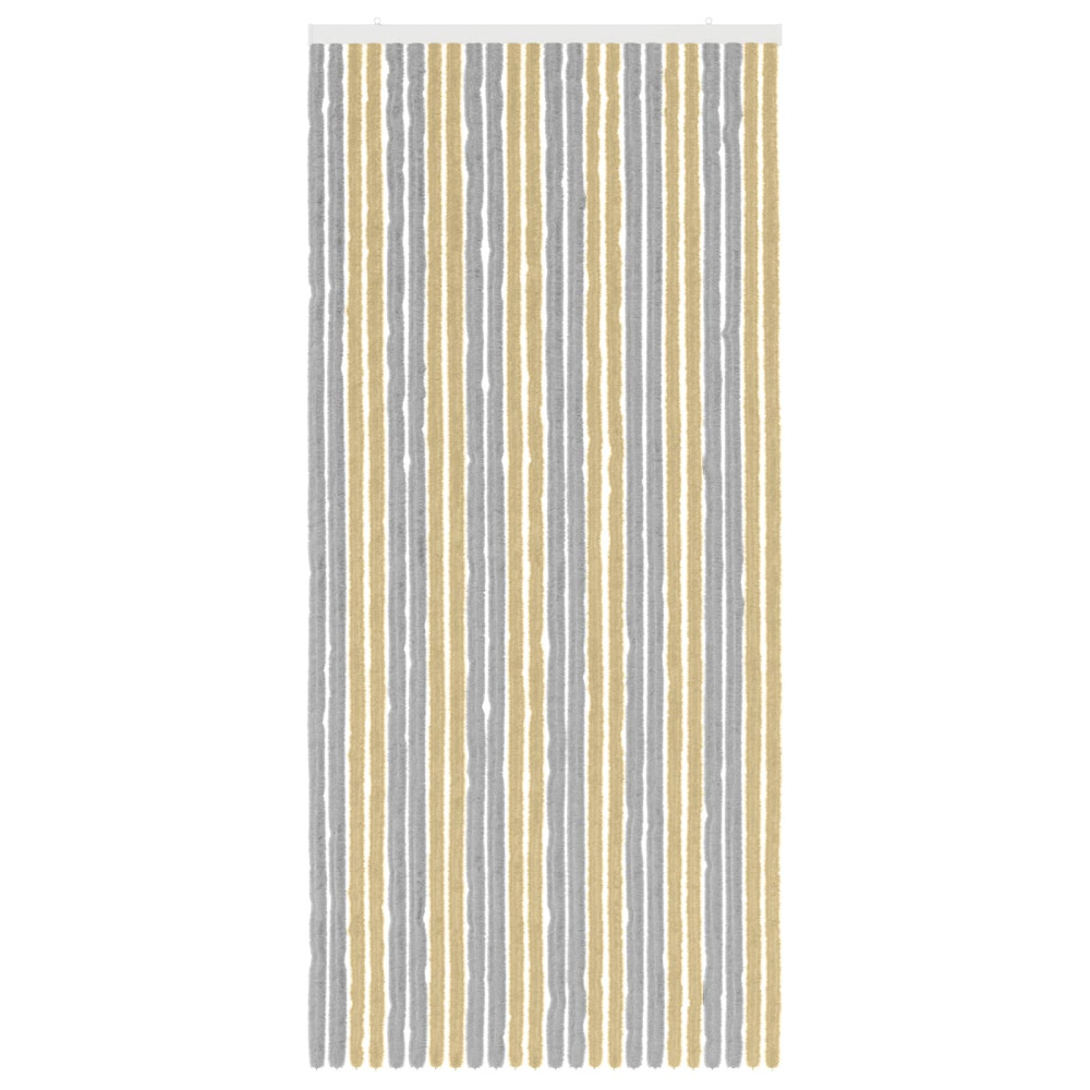 Produktbild för Insektsgardin Chenille Grå och Beige 100 x 220 cm 100% PP