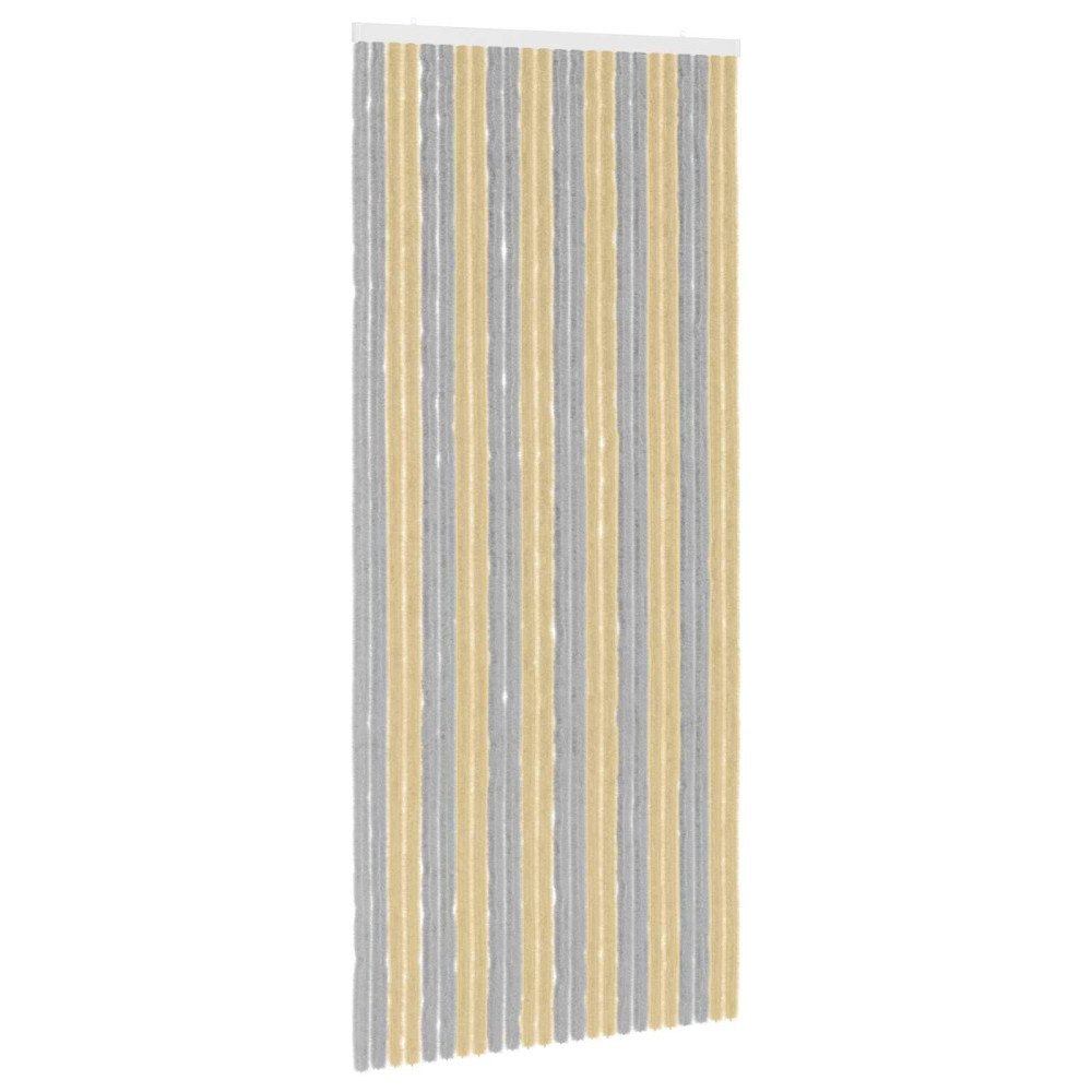 Produktbild för Insektsgardin Chenille Grå och Beige 100 x 230 cm 100% PP
