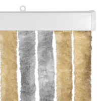 Produktbild för Insektsgardin Chenille Grå och Beige 100 x 230 cm 100% PP