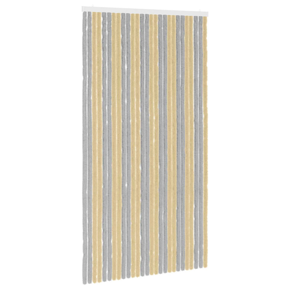 Produktbild för Insektsgardin Chenille Grå och Beige 118 x 220 cm 100% PP