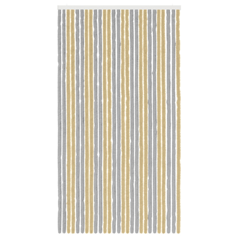 Produktbild för Insektsgardin Chenille Grå och Beige 118 x 220 cm 100% PP