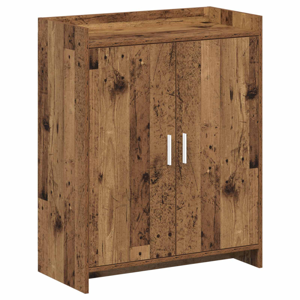 Produktbild för Skoskåp med dörr Gammalt trä 73,5 x 36 x 92 cm Konstruerat trä