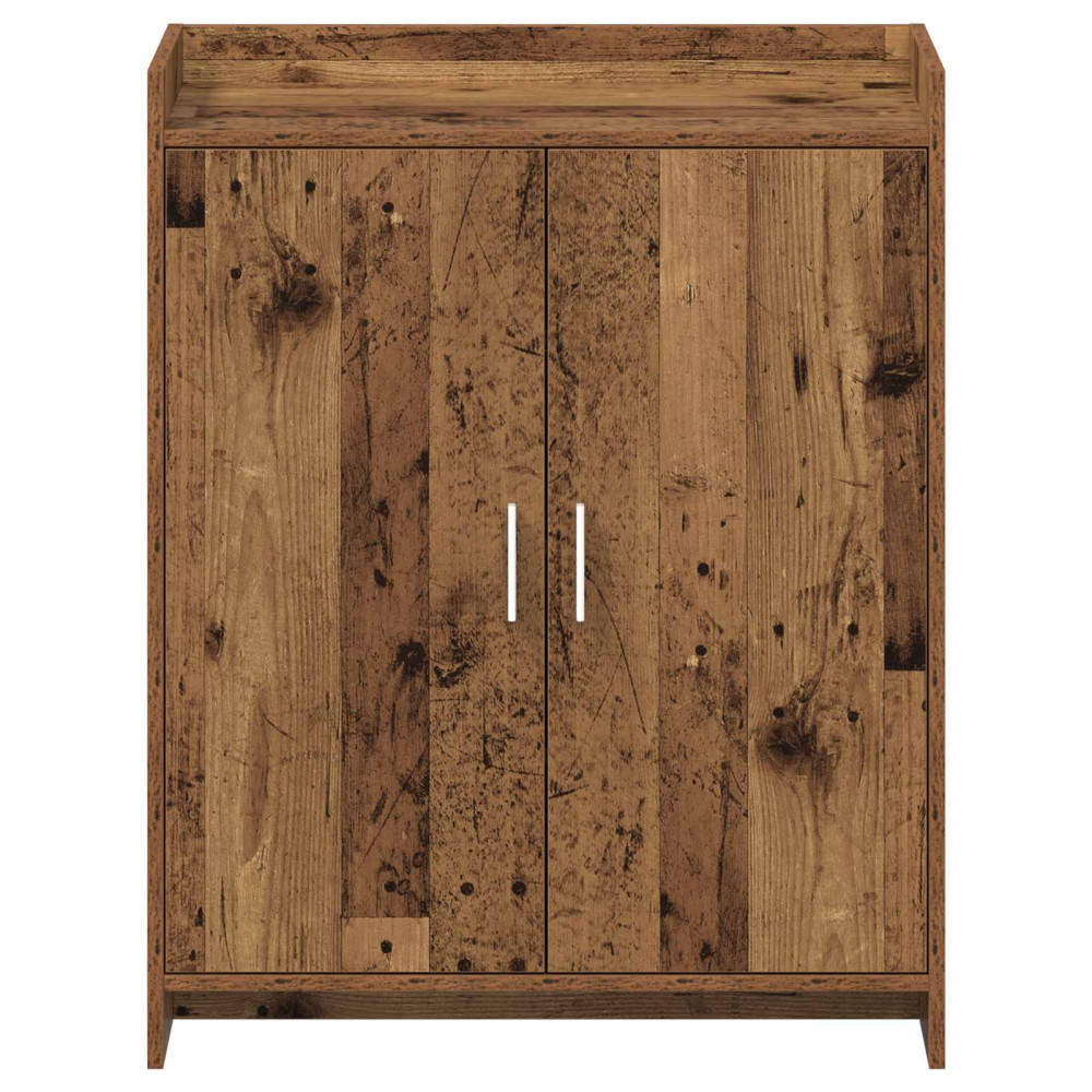 Produktbild för Skoskåp med dörr Gammalt trä 73,5 x 36 x 92 cm Konstruerat trä