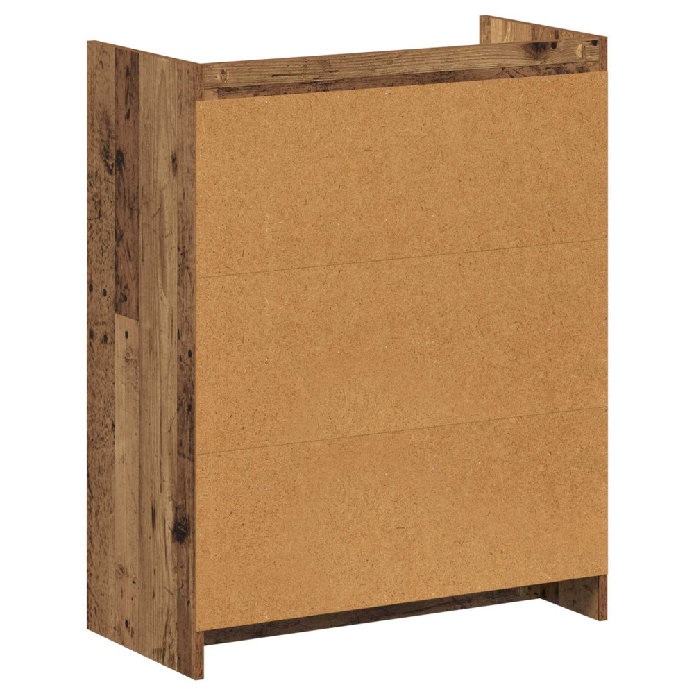 Produktbild för Skoskåp med dörr Gammalt trä 73,5 x 36 x 92 cm Konstruerat trä