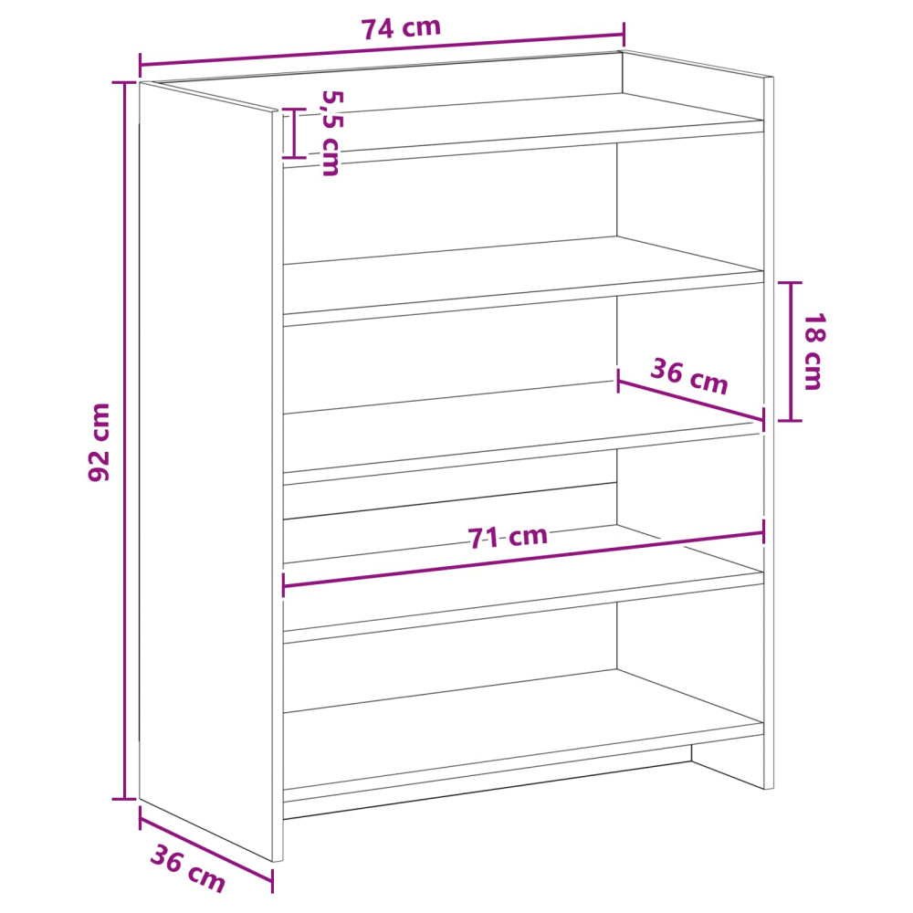 Produktbild för Skoskåp Gammalt trä 73,5 x 36 x 92 cm Konstruerat trä