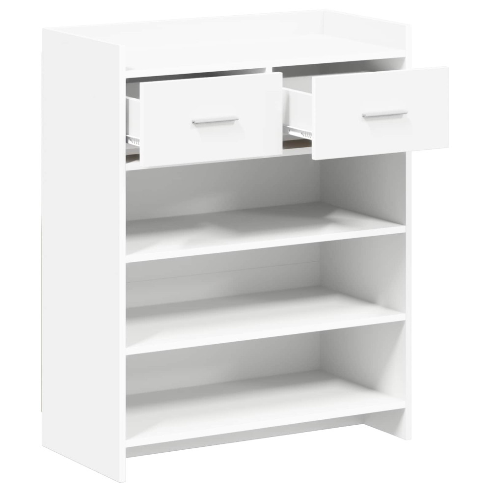 Produktbild för Skoskåp med låda Vit 73,5 x 36 x 92 cm Konstruerat trä
