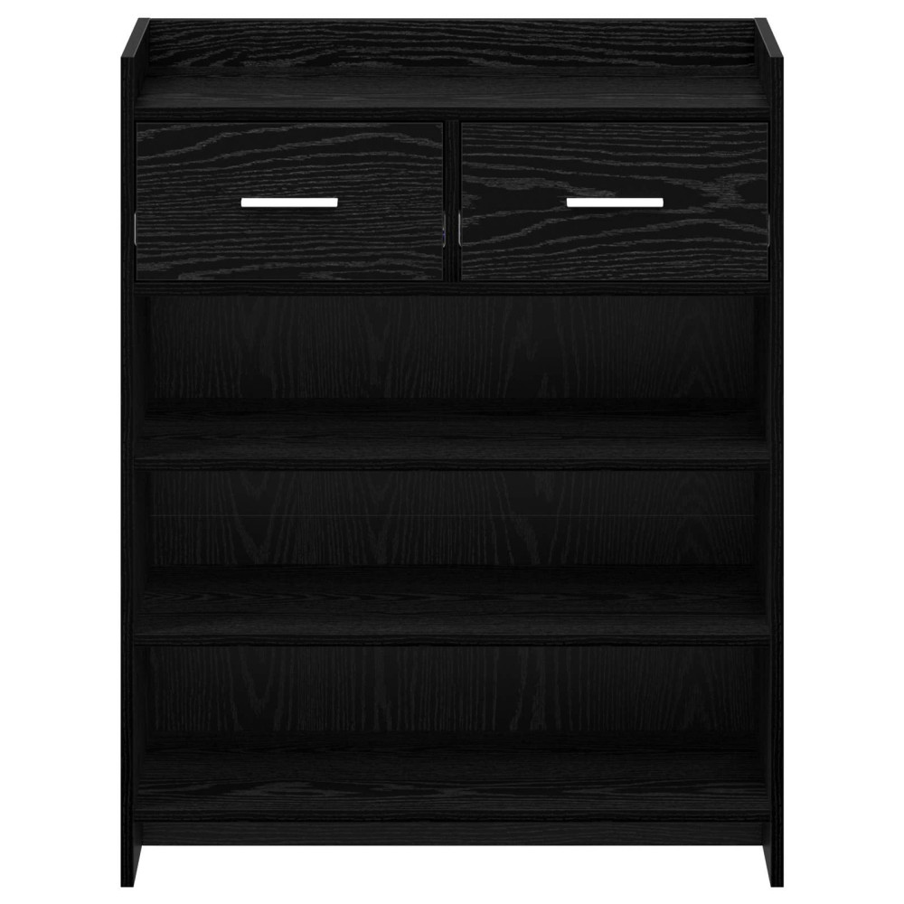Produktbild för Skoskåp med låda Svart ek 73,5 x 36 x 92 cm Konstruerat trä