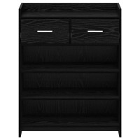 Produktbild för Skoskåp med låda Svart ek 73,5 x 36 x 92 cm Konstruerat trä