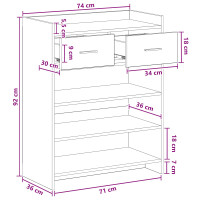 Produktbild för Skoskåp med låda Svart ek 73,5 x 36 x 92 cm Konstruerat trä
