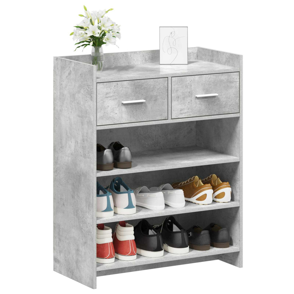 Produktbild för Skoskåp med låda Betonggrå 73,5 x 36 x 92 cm Konstruerat trä