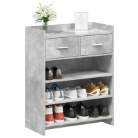 Produktbild för Skoskåp med låda Betonggrå 73,5 x 36 x 92 cm Konstruerat trä