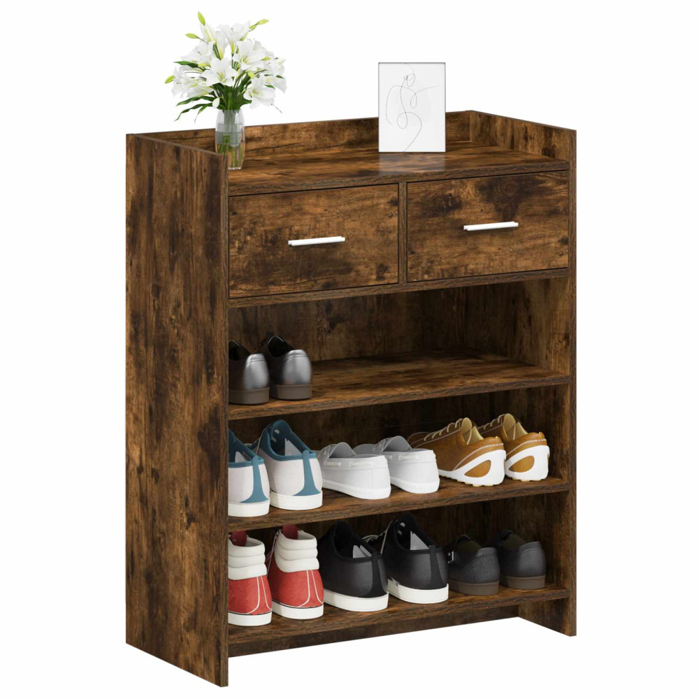 Produktbild för Skoskåp med låda Rökt ek 73,5 x 36 x 92 cm Konstruerat trä
