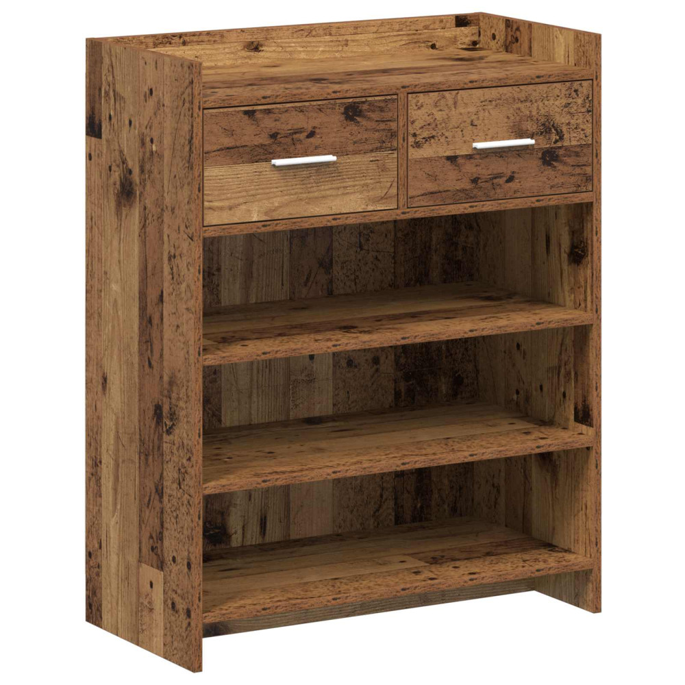 Produktbild för Skoskåp med låda Gammalt trä 73,5 x 36 x 92 cm Konstruerat trä