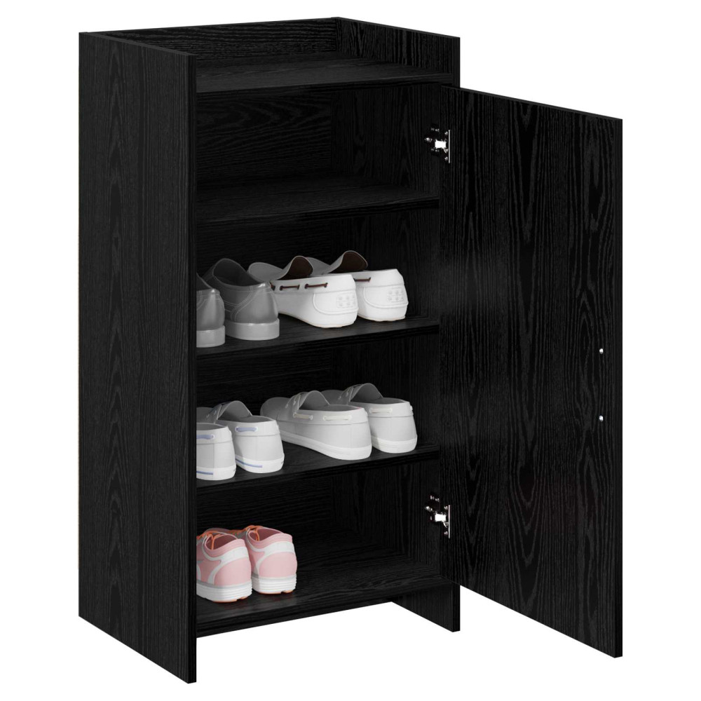 Produktbild för Skoskåp med lagring Svart ek 48 x 36 x 92 cm Konstruerat trä