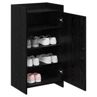 Produktbild för Skoskåp med lagring Svart ek 48 x 36 x 92 cm Konstruerat trä