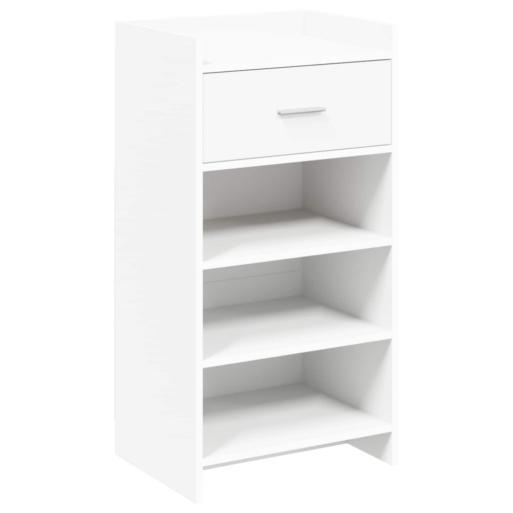 Produktbild för Skoskåp med låda Vit 48 x 36 x 92 cm Konstruerat trä