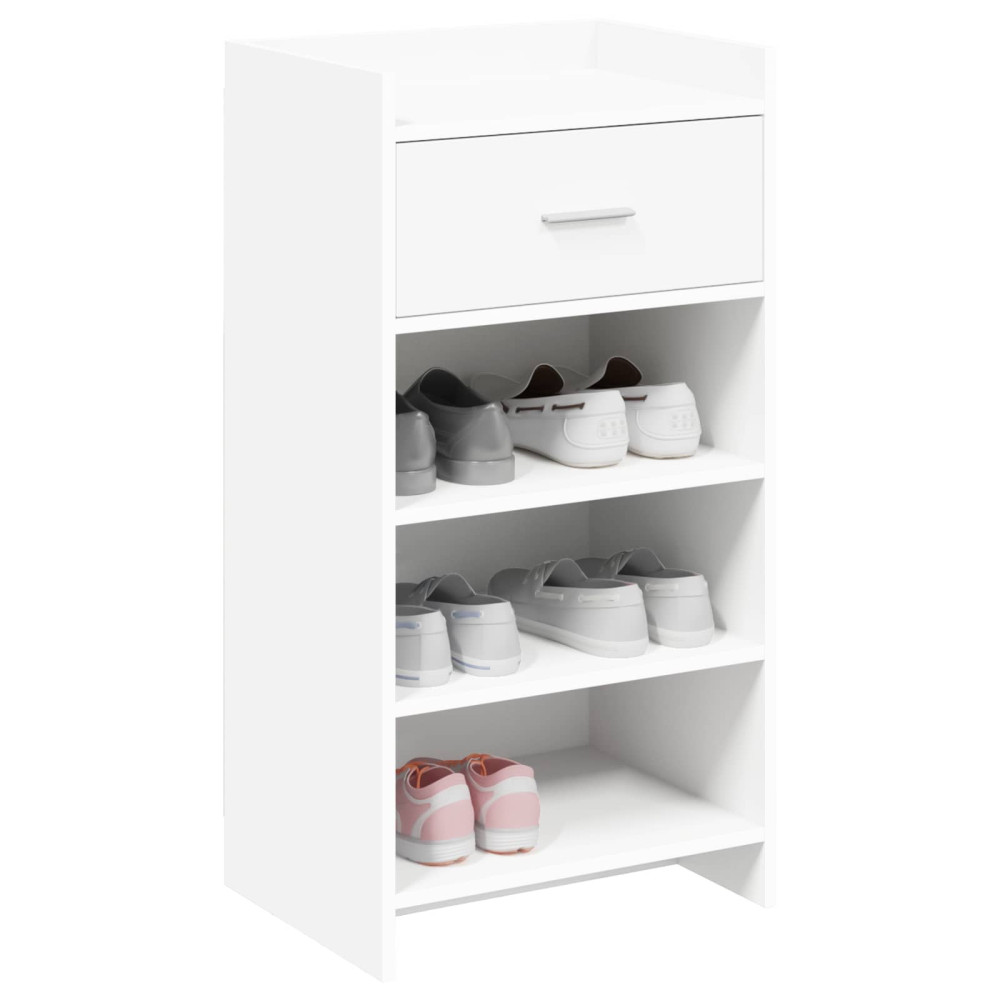 Produktbild för Skoskåp med låda Vit 48 x 36 x 92 cm Konstruerat trä