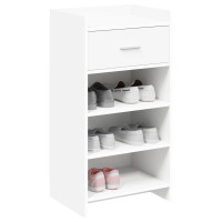 Produktbild för Skoskåp med låda Vit 48 x 36 x 92 cm Konstruerat trä