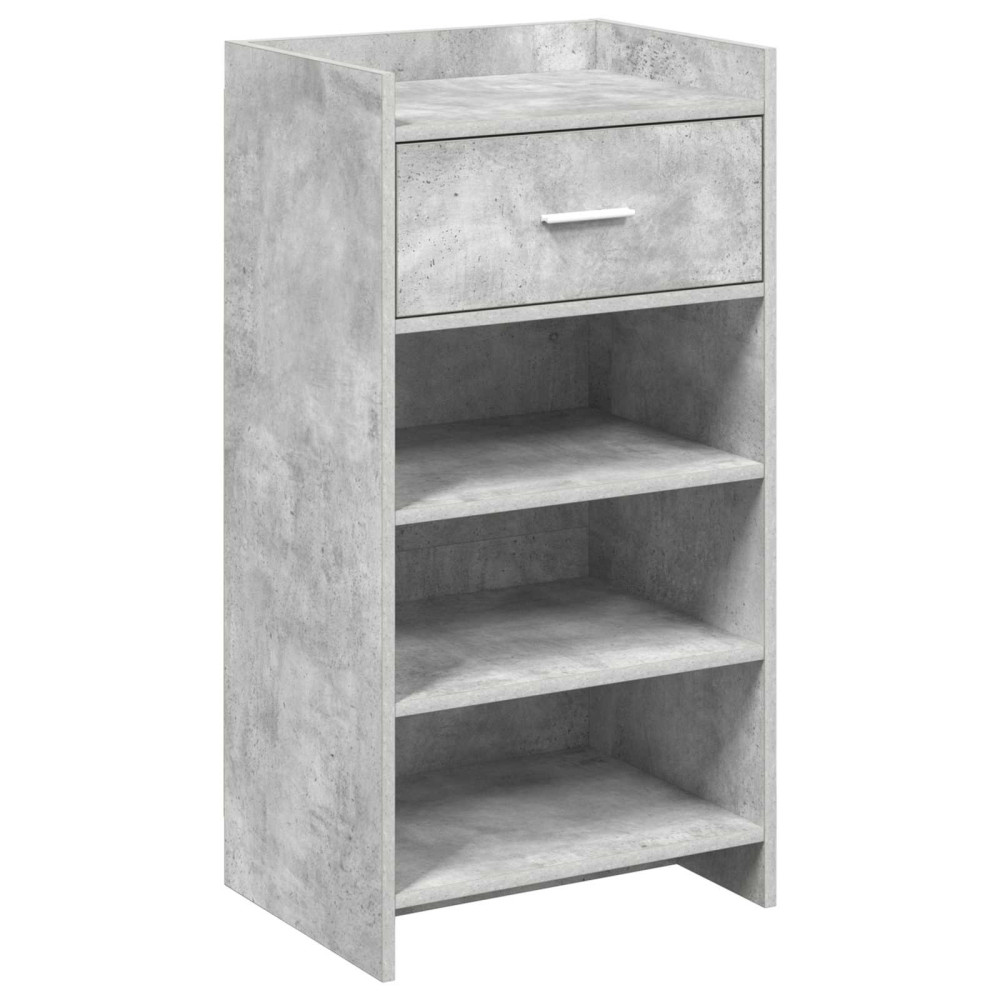 Produktbild för Skoskåp med låda Betonggrå 48 x 36 x 92 cm Konstruerat trä
