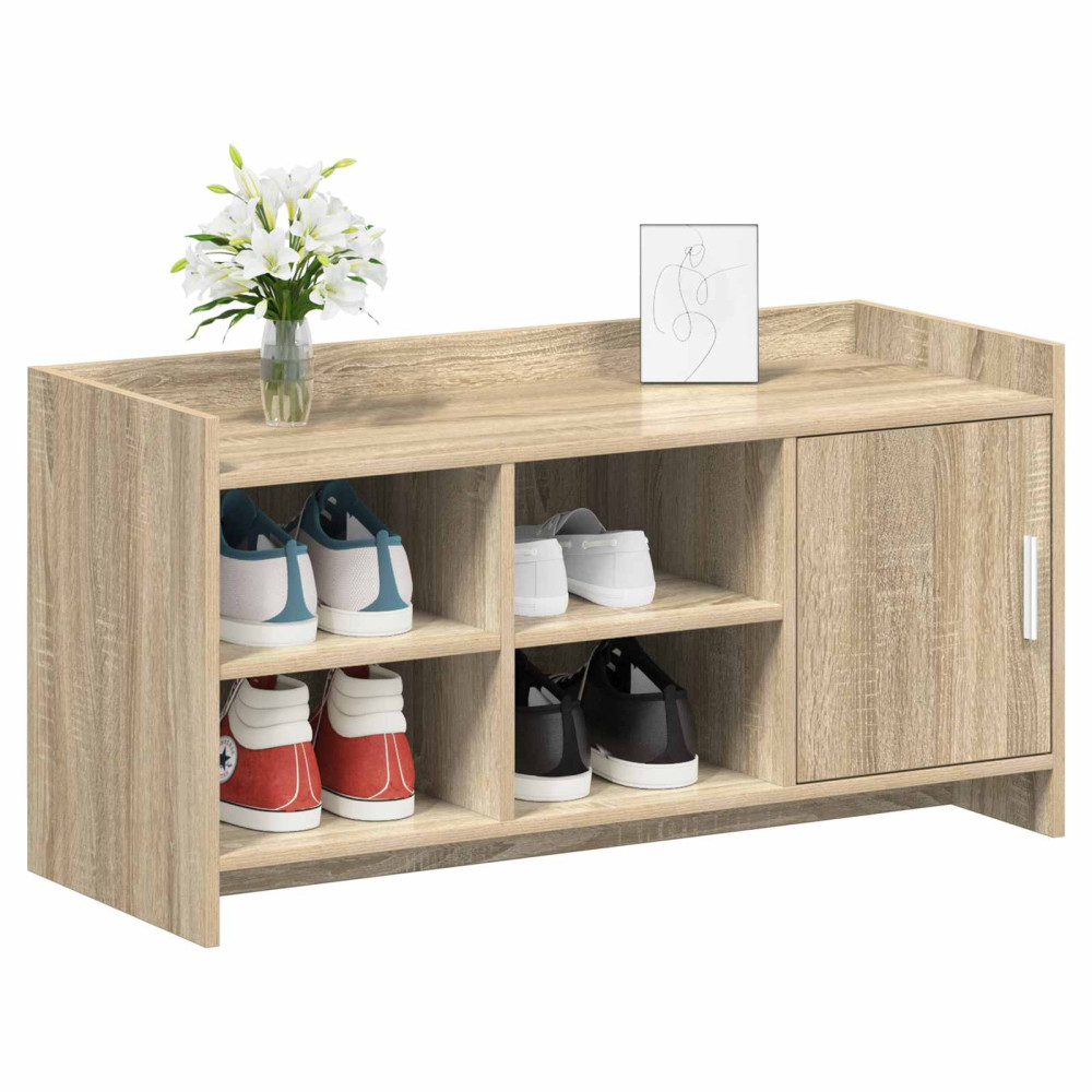 Produktbild för Skoskåp med dörr Sonoma-ek 100 x 39,5 x 51 cm Konstruerat trä