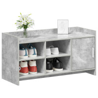Produktbild för Skoskåp med dörr Betonggrå 100 x 39,5 x 51 cm Konstruerat trä