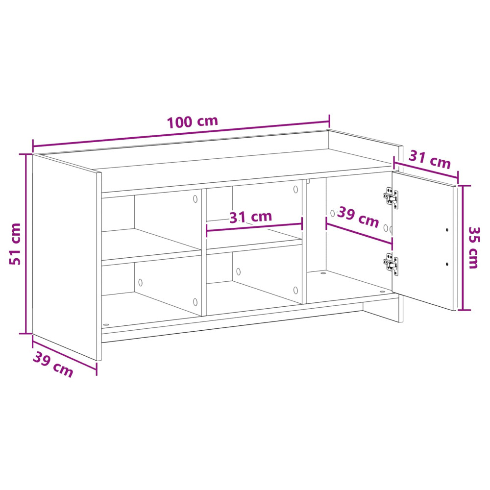 Produktbild för Skoskåp med dörr Betonggrå 100 x 39,5 x 51 cm Konstruerat trä