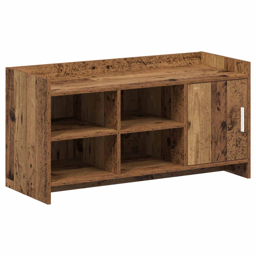 Produktbild för Skoskåp med dörr Gammalt trä 100 x 39,5 x 51 cm Konstruerat trä