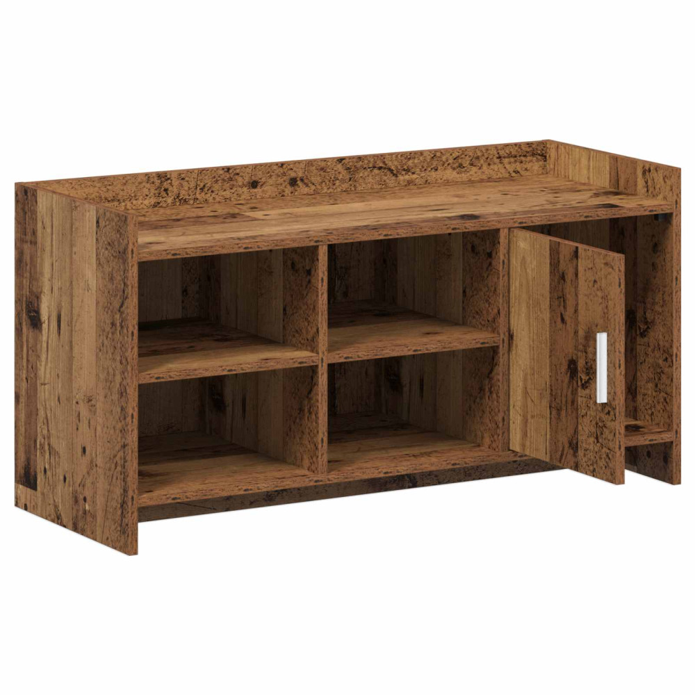 Produktbild för Skoskåp med dörr Gammalt trä 100 x 39,5 x 51 cm Konstruerat trä