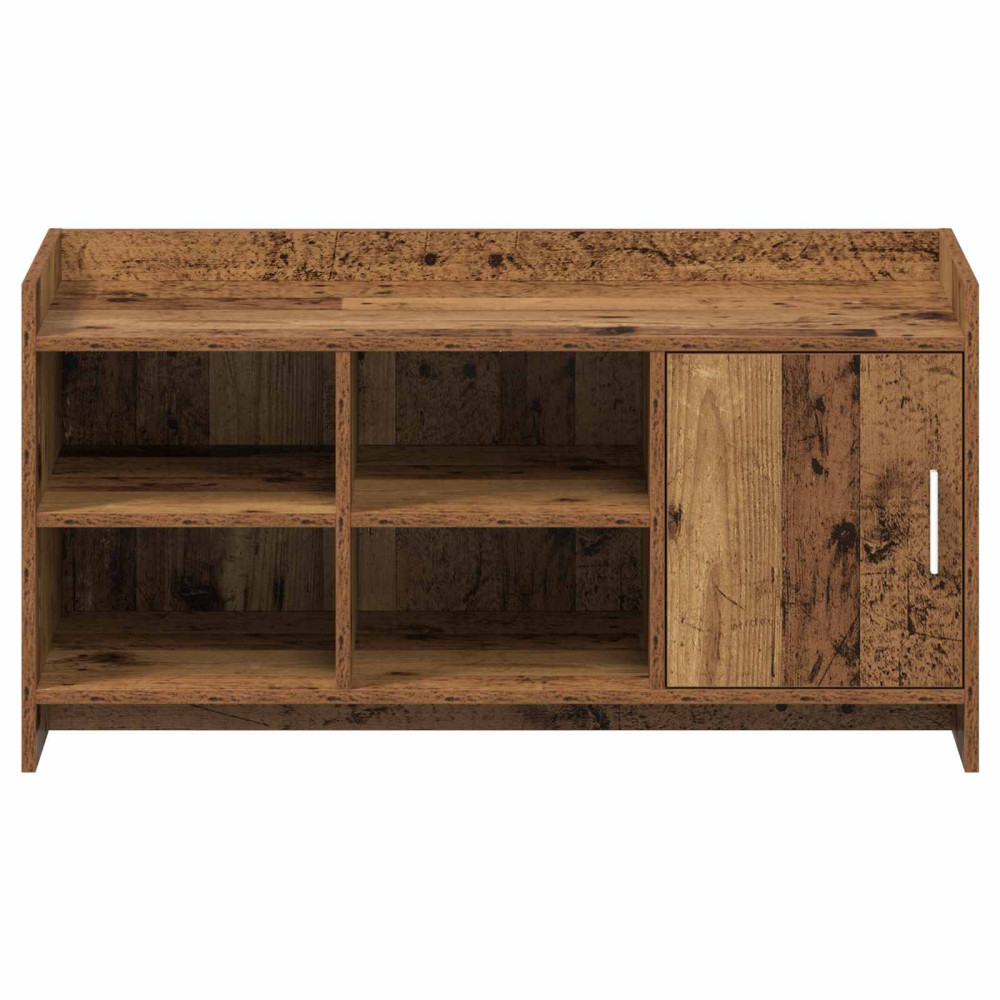 Produktbild för Skoskåp med dörr Gammalt trä 100 x 39,5 x 51 cm Konstruerat trä