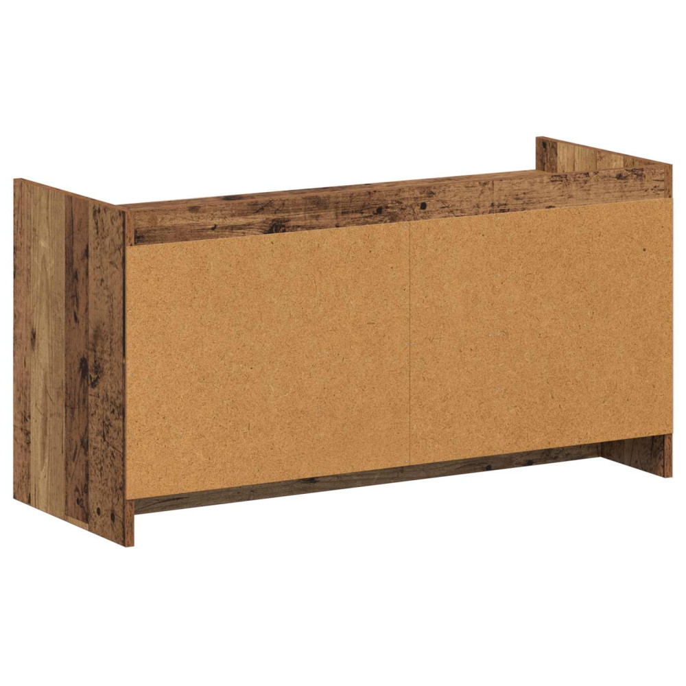 Produktbild för Skoskåp med dörr Gammalt trä 100 x 39,5 x 51 cm Konstruerat trä