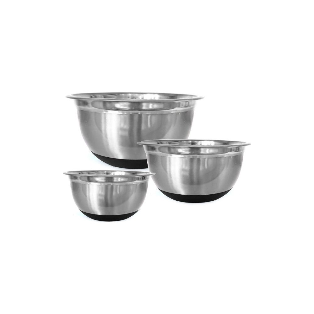 Produktbild för Klausberg SET med 3 metallskålar med silikonunderlägg [KB-73...
