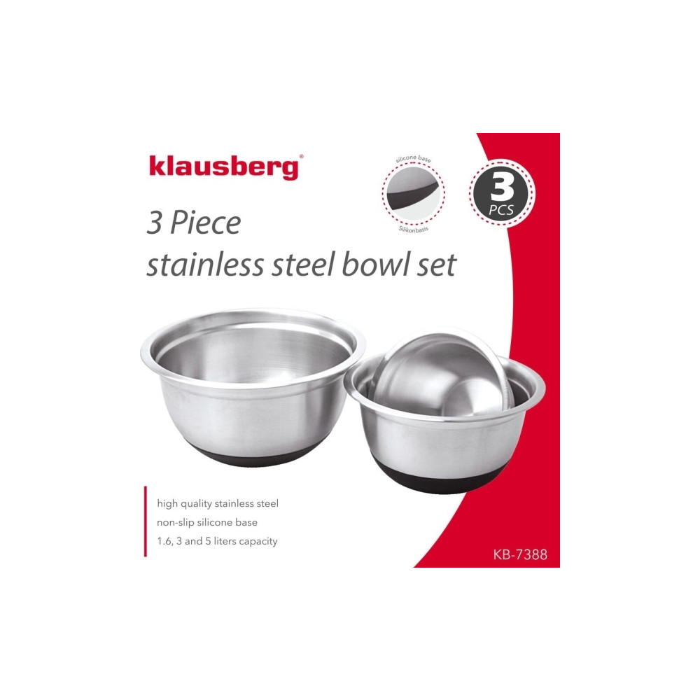Produktbild för Klausberg SET med 3 metallskålar med silikonunderlägg [KB-73...