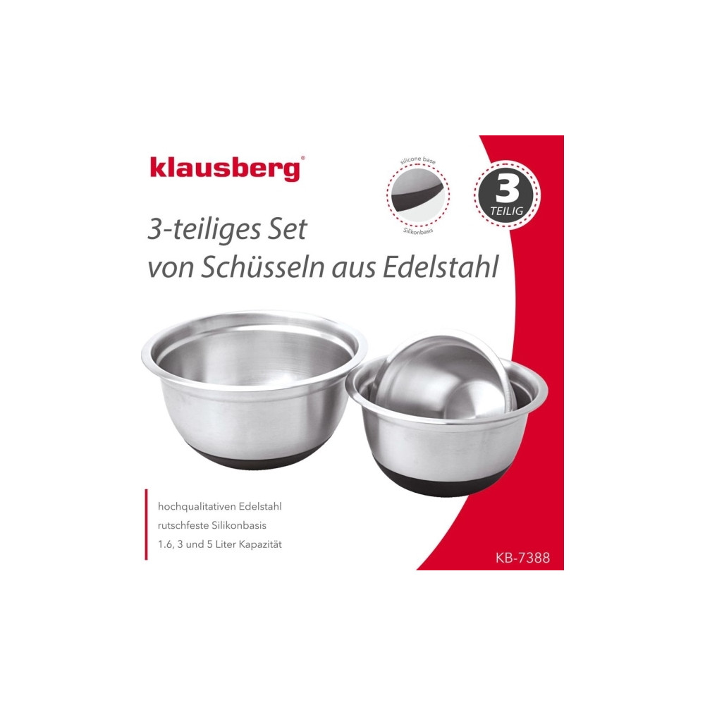 Produktbild för Klausberg SET med 3 metallskålar med silikonunderlägg [KB-73...