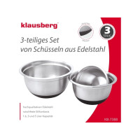 Produktbild för Klausberg SET med 3 metallskålar med silikonunderlägg [KB-73...