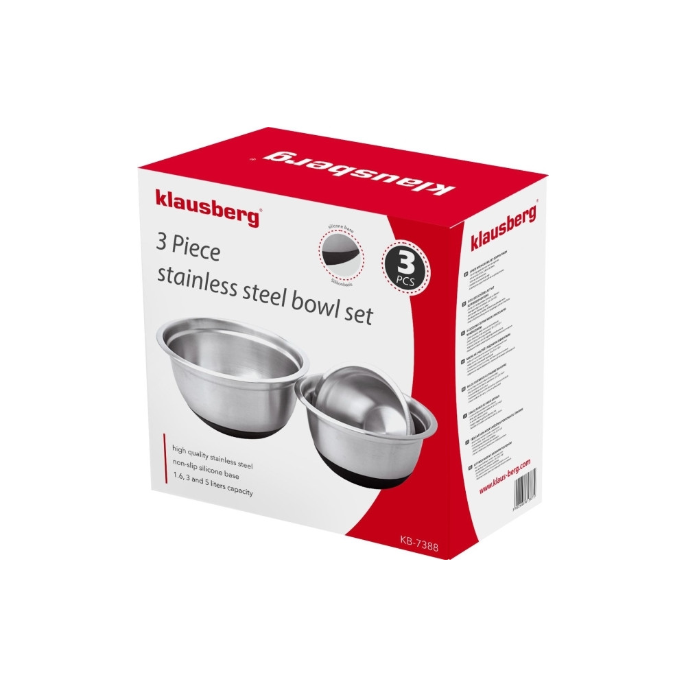 Produktbild för Klausberg SET med 3 metallskålar med silikonunderlägg [KB-73...