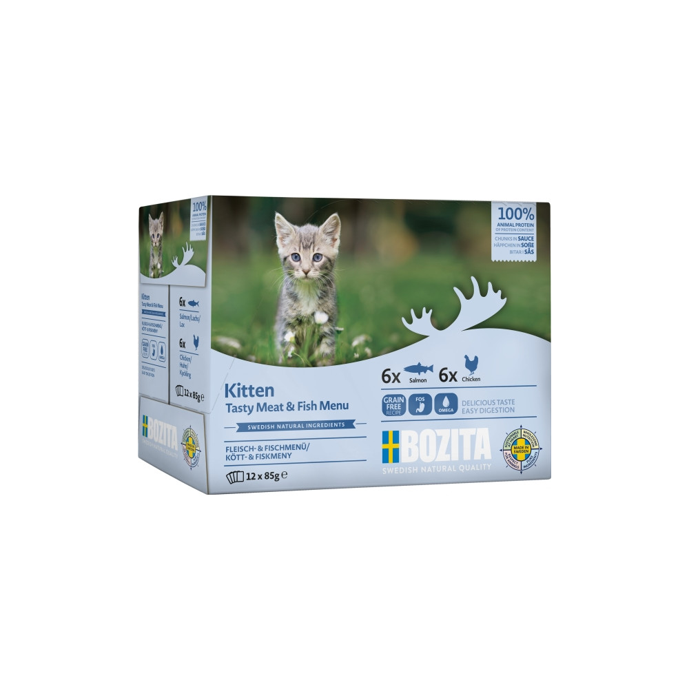 Produktbild för Bozita Kitten Meat&fish In Sauce Karma mokra dla kota 12x85g