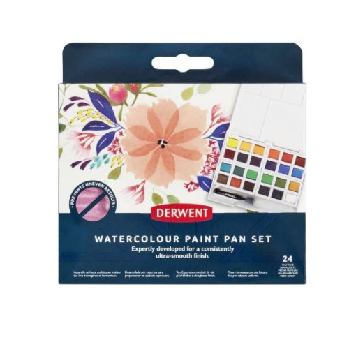Derwent Derwent akvarellfärg-pastell i färgkassett 24 st inkl. vatte...