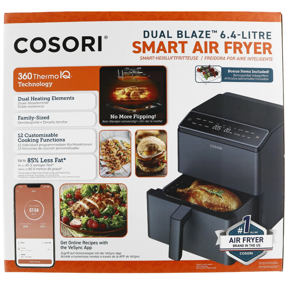 Produktbild för Cosori Dual Blaze Smart Air Fryer Mörkgrå