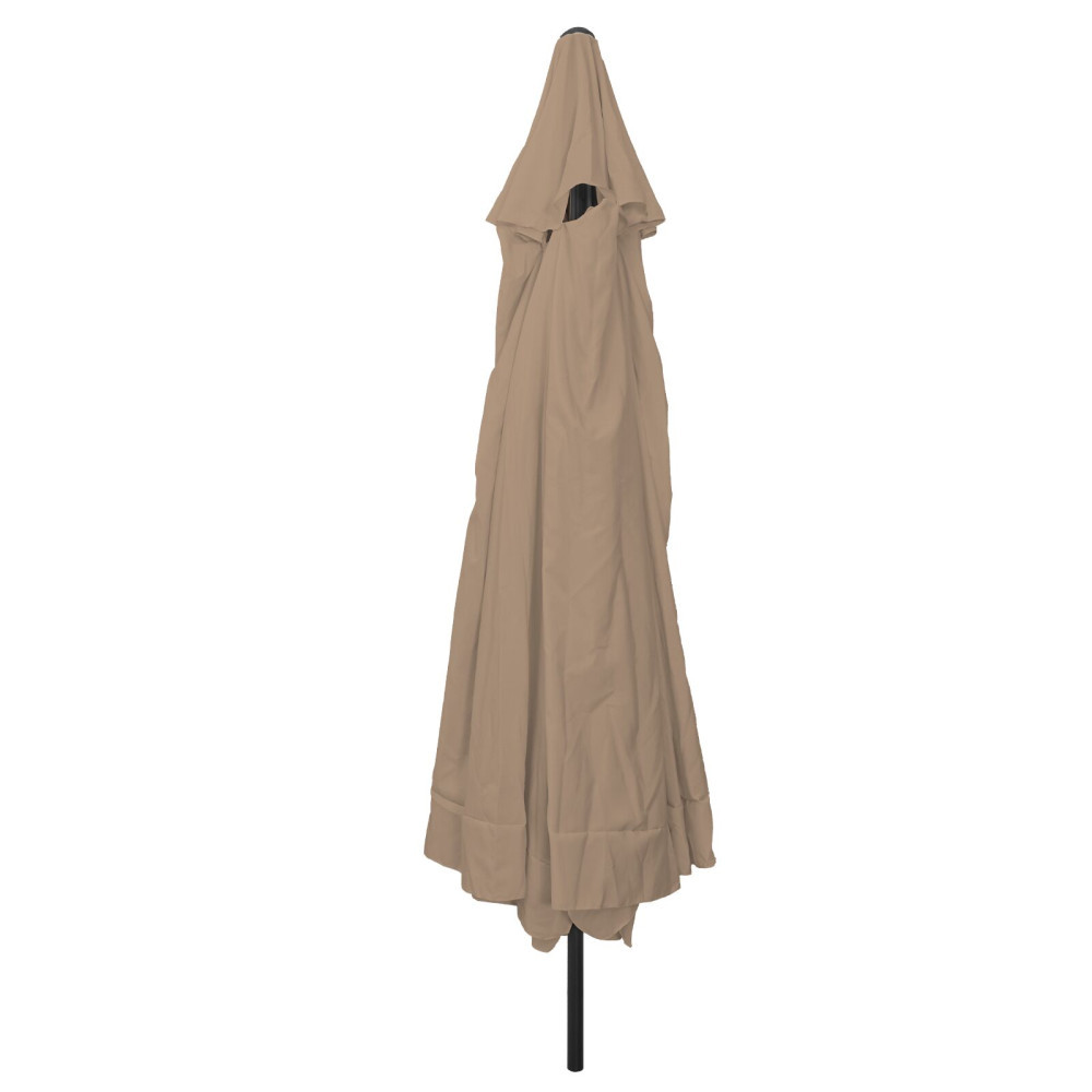 Produktbild för Trädgårdsparasol Taupe 394 x 394 x 248 cm Polyester och Stål
