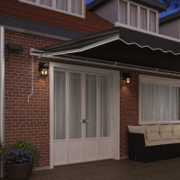 Produktbild för Markisram med LED -remsljus Vit 600 × 350 cm Aluminium
