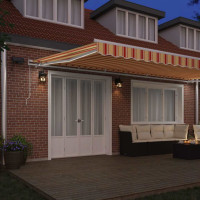 Produktbild för Utdragbar markis Gul och Orange 600 × 350 cm Duk och Aluminium