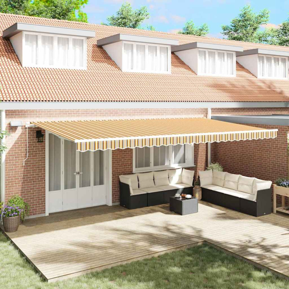 Produktbild för Utdragbar markis Flerfärgsdesign 600 × 350 cm Duk och Aluminium