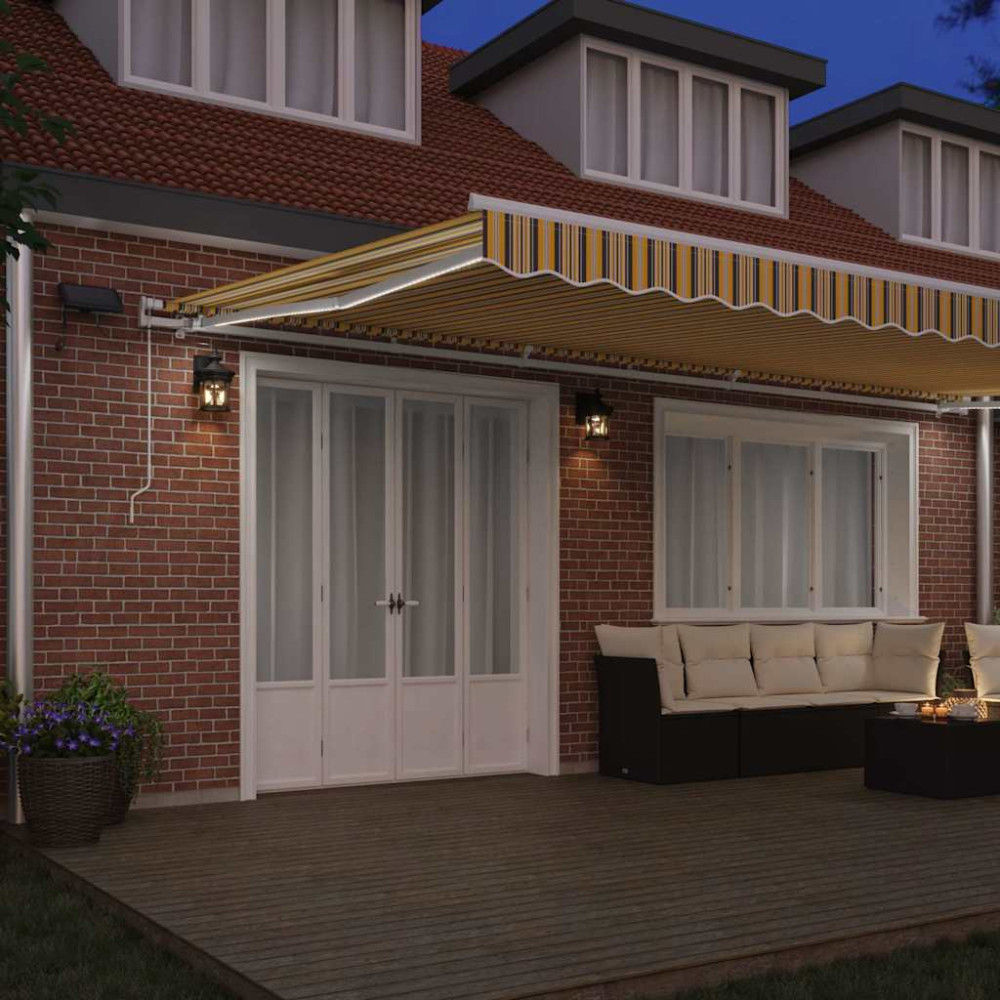 Produktbild för Utdragbar markis Flerfärgsdesign 600 × 350 cm Duk och Aluminium