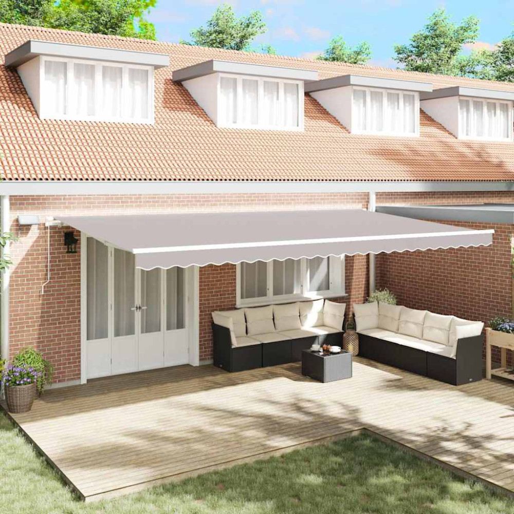 Produktbild för Utdragbar markis Ljusgrå 600 × 350 cm Duk och Aluminium