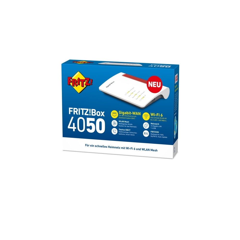Produktbild för FRITZ!Box 4050 - trådlös router - Wi-Fi 6 - skrivbordsmodell