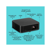 Produktbild för Epson Lifestudio Pop EF-62B - 3LCD-projektor - bärbar - 802.11a/b/g/n/ac wireless / Bluetooth - svart metallic