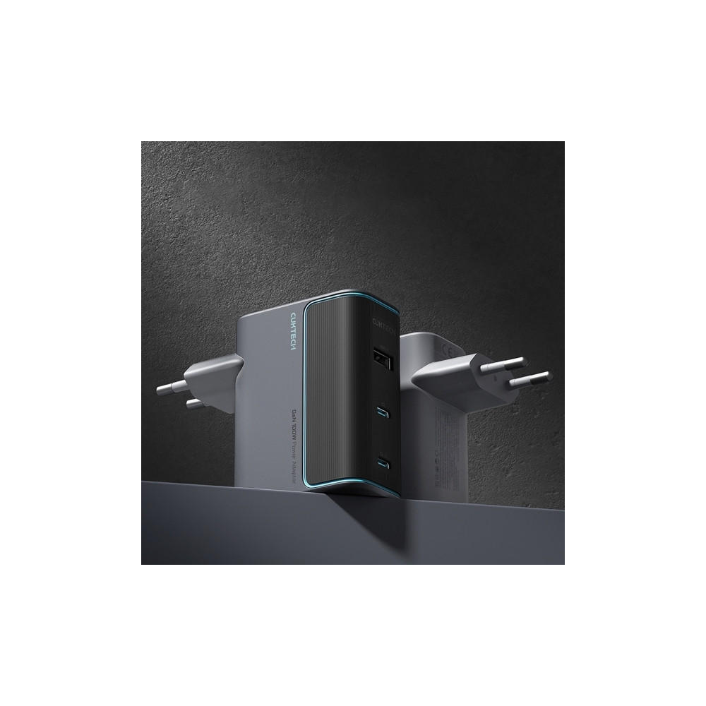 Produktbild för Cuktech CUKAD1003EUG GaN 100W väggladdare 2 x USB-C 1 x USB-...